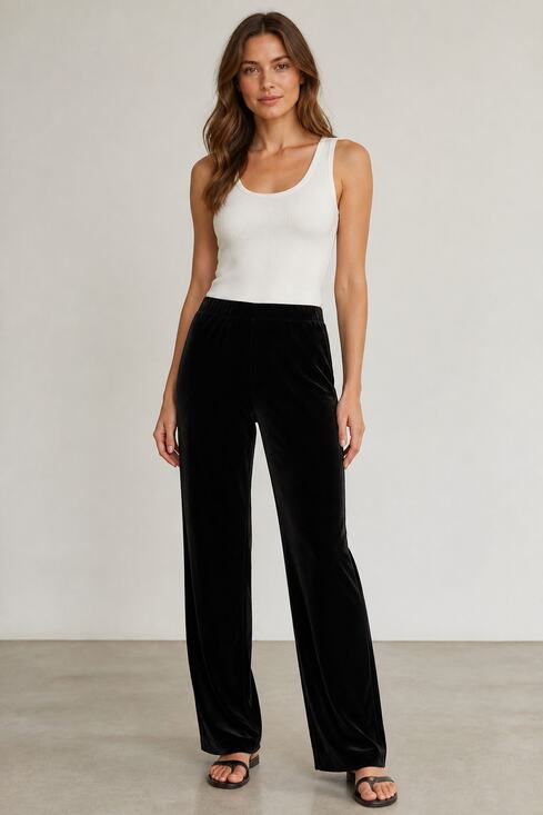Chico's Pants - Chico's Black Velvet Elastic Waist Pants Size 3 Short